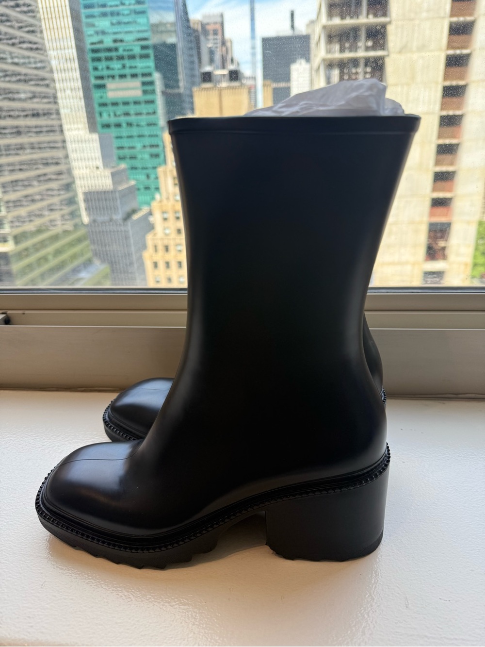 INC International Concepts Black Chunky Heel Mid-Calf Rain Boot - Picture 8 of 10